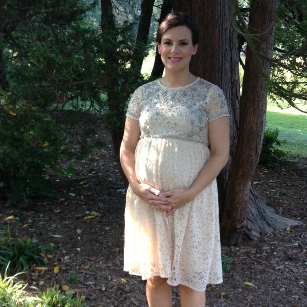 ASOS Maternity Dress in Cream with Embellishments